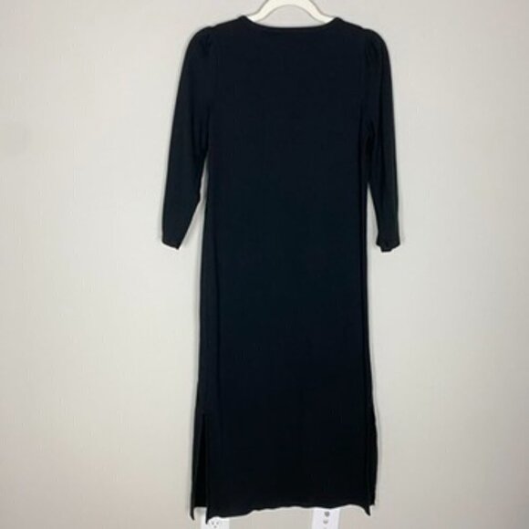 The Nines by HATCH Maternity Black Ribbed Long Sleeve Midi Dress Size Large - Picture 7 of 8